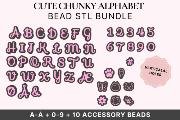 Download Soft Script Alphabet Bead STL Bundle - Soft script Collection